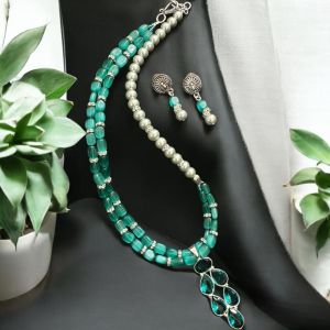 Sea green Monolisa beads with shell pearls