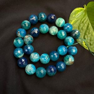 Onyx Stone Beads, 14mm, Round,Peacock Blue Light shade