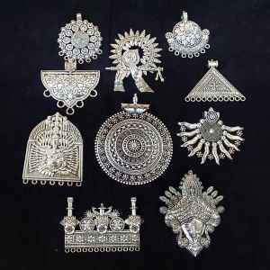 Antique Silver Metal Pendant, Assorted, Pack Of 10 Pcs