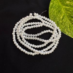 Glass Pearl Beads, 4mm, White