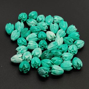 Coral Replica Synthetic Beads, Tulip Shape, 10x8mm, Pack Of 20 Pcs, Sea Green