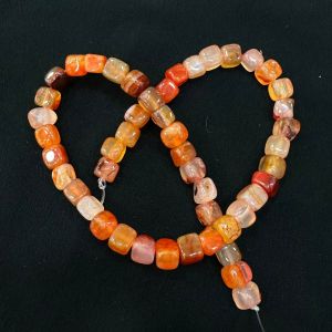 Natural Square Agate Beads, 8mm, Orange Shade
