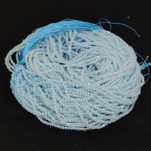 Monolisa (Imitation Cats eye) Beads, 2mm Round,Very Light Blue, pack of 5 strings