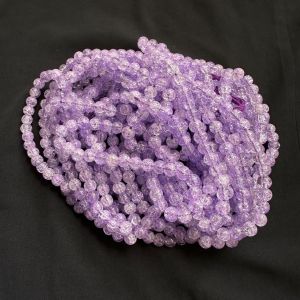 Crackle Glass Beads, 8mm Round,Purple