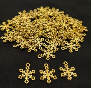 Antique Gold charm, snowflake, Pack Of 10 Gms