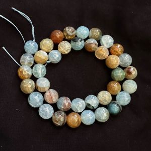 Agate Beads, double colour, 10mm round, Light Blue & Brown