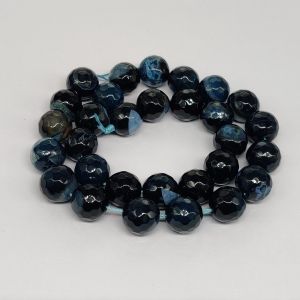 Natural Agate Beads, 12mm, Round ,Blue and Black