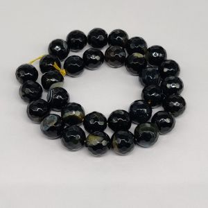 Natural Agate Beads, 12mm, Round ,Black