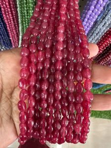 Natural Quartz Beads, (Oval), 6x9mm, Pinkish Maroon