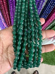 Natural Quartz Beads, (Oval), 6x9mm, Dark Green