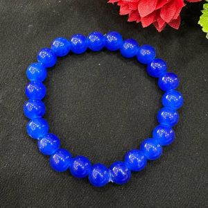 Glass Beads Elastic Bracelet, Ink Blue