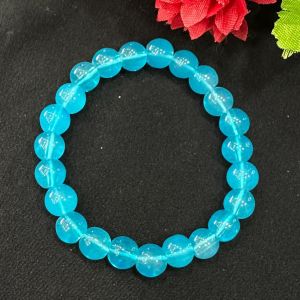 Glass Beads Elastic Bracelet, Sky Blue