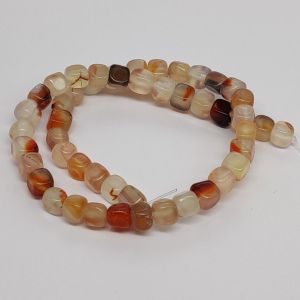 Natural Square Agate Beads, 8mm, Brown Double Shade