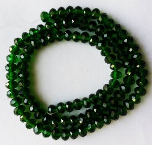 Glass Crystals, Rondelle, 6mm, Dark Green