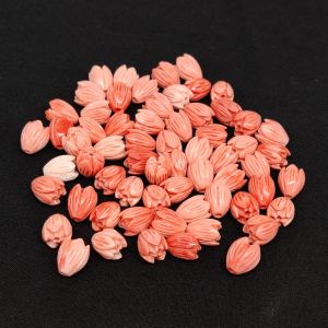Coral Replica Synthetic Beads, Tulip Shape, 10x8mm, (Double Shade), Pack Of 20 Pcs