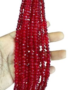 Glass Crystals, Rondelle, 6mm, Dark Red