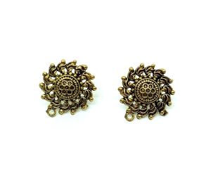 Earstud Post - Antique Gold, Round, 20X20mm