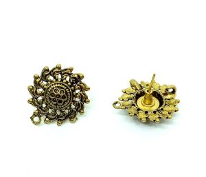 Earstud Post - Antique Gold, Round, 20X20mm