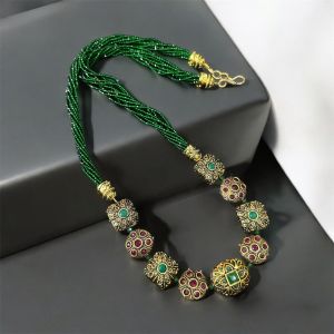 Victorian Necklace With Green Hydro Beads