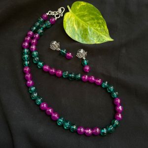 Pumpkin And Agate Beads Necklace