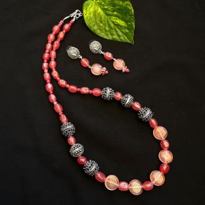 Quartz Necklace With Strawberry Quartz Coins