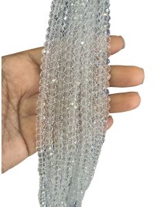 Glass Crystals, Rondelle, 6mm, Glass White