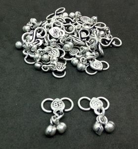 Clasp, Payal hook, Anklet hook, With Gunguroos, Antique silver