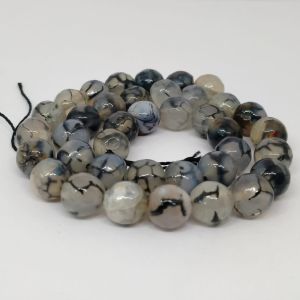 Onyx Beads, 10mm, Round, Dull White And Black