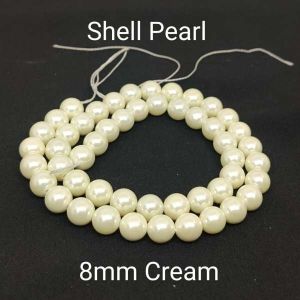 Shell Pearl, 8mm, yellowish Cream