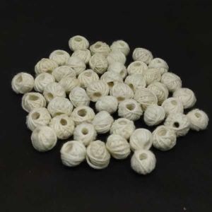 Cotton Thread Beads - Cream, Pack Of 10 Pcs