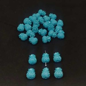 Synthetic Coral Beads, Pineapple, Turquoise Blue, Pair 