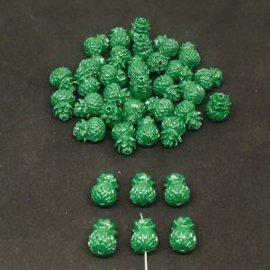 Synthetic Coral Beads, Pineapple, Dark Green, Pack Of 6 Pcs