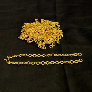 Hook And Eye Clasp (Connector Chain - 16 Rings), Gold, 14 Inches