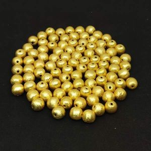 Brushed Beads, Round shape, 8mm, Gold color pack of 10 pieces