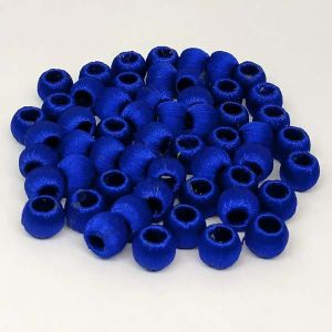 Silk Thread Wrapped Beads, 6mm, Royal Blue, No:24