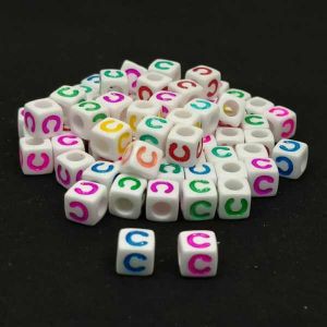 Bulk Beads 500 pieces Silver Cube Alphabet Beads plastic letter