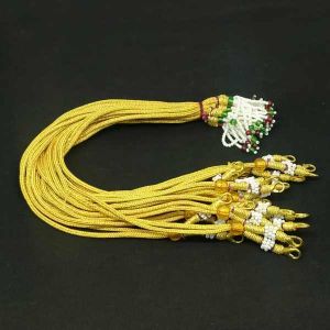 Back rope(Dori), Gold Adjustable, Green & Maroon bead tassels
