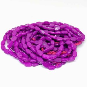 Flat Oval Glass Beads, Purple