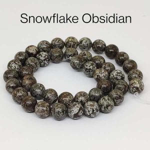Natural Gemstone Beads, 8mm, Round, Snowflake Obsidian