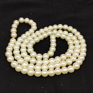 Glass Pearl Beads, 8mm, Round, Cream