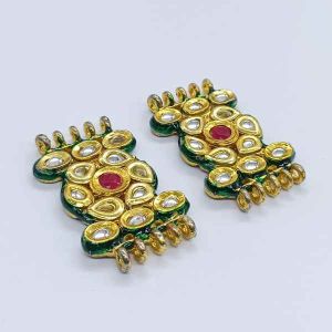 Kundan Pendant Connector, Rectangle (Flower)