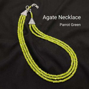 3 Layer Agate Necklace, Parrot Green