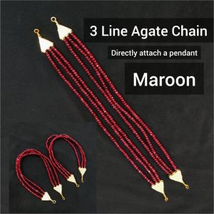 DIY, 3 Layer Agate Chains, Just Attach A Pendant, Maroon