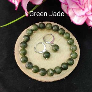 Natural Green Jade Bracelet + Earrings