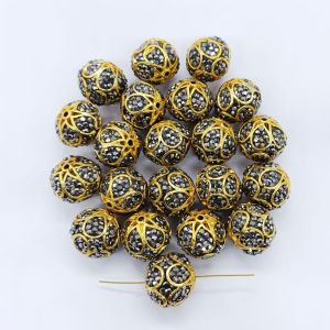 Designer Beads, Gold Foiled, Round, 16mm