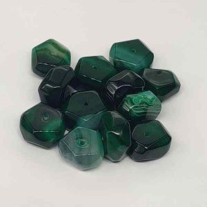 Natural Agate Rondelle/Disc Shape - Dark Green, Pack Of 12 Pcs