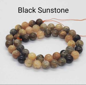 Natural Gemstone Beads, 8mm, Round, Black Sunstone