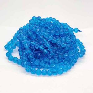 Glass Beads, Pumpkin Shape, 8mm, Copper Sulphate Blue