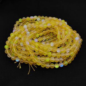 Natural Gemstone Beads, 8mm Round, Yellow Aura Quartz