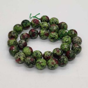 Onyx Stone Beads, 12mm, Round, Green And Maroon